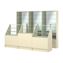Комплект витрин с регулировочными полками NE-6 №12-2 и прилавков ЭК-7, Крем Вайс