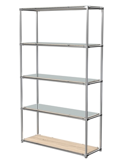 Торговый хромированный стеллаж с зеркальными полками №4, Дуб Сонома