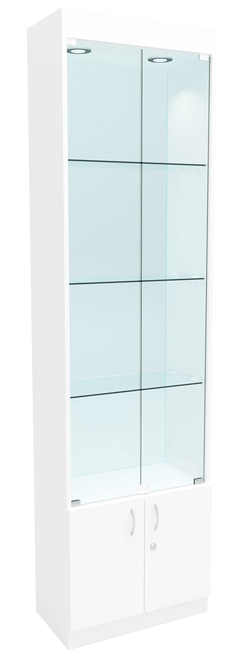 Стеклянная витрина серии Эконом № 300-2-600 (задняя стенка - стекло), Белый