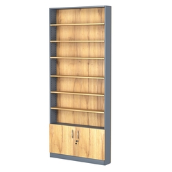 Стеллаж из ДСП с 6-ю полками 150x900 мм серии LEVEL-6 №9 (З/C - ДВП), Темно-серый и Дуб Золотистый