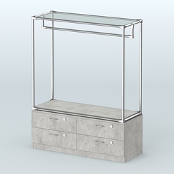 Островная торговая система ХРОМ 1200 мм с тумбами №1, Метрополитан Грей