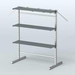 Система ЭЛЕГАНТ островная с полками ДСП и Т-образными стойками №15б, Темно-Серый