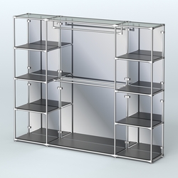 Торговая система ХРОМ (задняя стенка - зеркало) 2430 мм с полками ДСП и поручнями №3, Черный