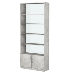 Стеллаж из ДСП с 4-мя полками 300x900 мм серии LEVEL-4 №12-1 (З/C - СТЕКЛО), Метрополитан Грей