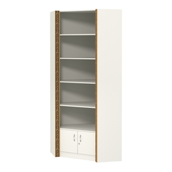 Внутренний угловой стеллаж с накопителем и декором №СБА-5-4ВД-400, Белый