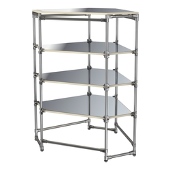 Хромированный стенд Прогресс №3-5 (с полками Зеркало 4мм), Крем Вайс