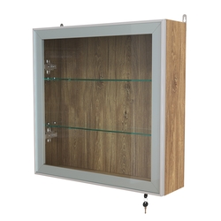 Витрина настенная №1-1А с прозрачными полками серии Collecto, Дуб Канзас коричневый