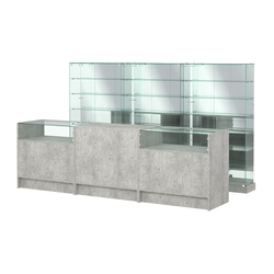 Комплект низких витрин ХП-11 и прилавков ЭК-2, Метрополитан Грей