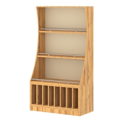 Стеллаж Гарант низкий №2-3-900-О с ограничителями, Дуб Золотистый и Крем Вайс