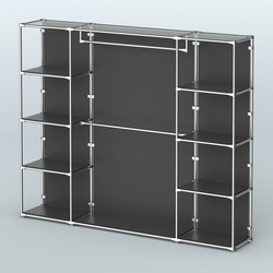 Торговая система ХРОМ (задняя стенка - ДСП) 2430 мм с полками ДСП и поручнями №3, Черный