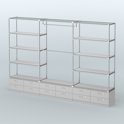 Торговая система ХРОМ без ДСП 3600 мм с тумбами Т14, полками ДСП и поручнями №1, Серый