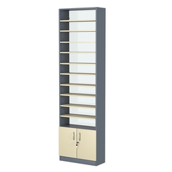 Стеллаж из ДСП с 10-ю полками 250x600 мм серии LEVEL-10 №4-1 (З/C - СТЕКЛО), Темно-серый + Крем Вайс