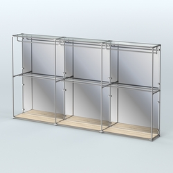 Торговая система ХРОМ (задняя стенка - зеркало) 3600 мм с поручнями №1, Дуб Сонома