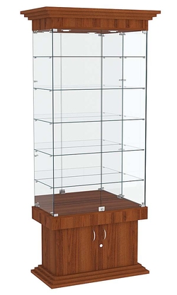 Витрина широкая с 5-ю полками и зеркалом ДОНЖОН №503, Орех