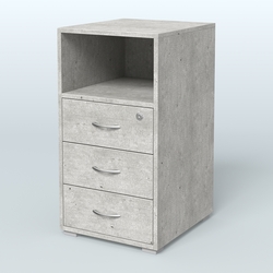 Тумба приставная 3 ящика с нишей, Метрополитан Грей
