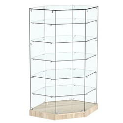 Витрина Хит продаж №513 (угловая шестигранная, закрытая, З/C - стекло), Дуб сонома