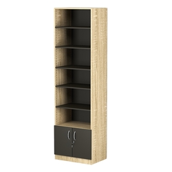 Стеллаж из ДСП с 5-ю полками 400x600 мм серии LEVEL-5 №7 (З/C - ДВП), Дуб Сонома + Черный