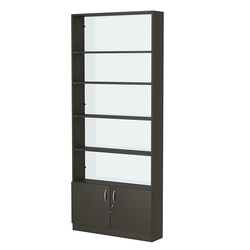 Стеллаж из ДСП с 4-мя полками 200x900 мм серии LEVEL-4 №10-1 (З/C - СТЕКЛО), Черный