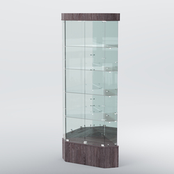 Витрина для музеев "Коллекция" №19 угловая с полками, Ясень Анкор темный