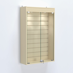 Витрина настенная №202-2Б с эконом панелью и верхней подсветкой, Крем Вайс