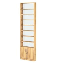 Стеллаж из ДСП с 7-ю полками 150x600 мм серии LEVEL-7 №2-1 (З/C - СТЕКЛО), Дуб Золотистый