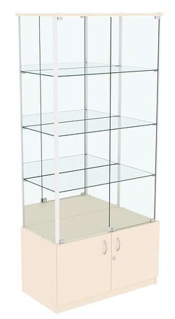 Витрина ЛЮКС с зеркальной задней стенкой №3 без подсветки, Крем Вайс