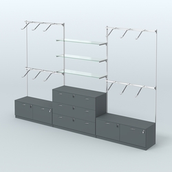 Система Neo Fix со стеклянными полками №4 и тумбами T-15 и Т13, Темно-Серый