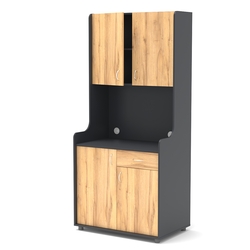 Офисная мини-кухня ЭЛЕГИЯ №2, Антрацит+Дуб Золотистый