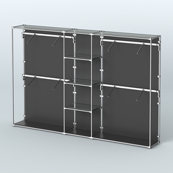 Торговая система ХРОМ (задняя стенка - ДСП) 3600 мм с зеркальными полками и поручнями №8, Черный