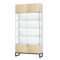 Витрина Монти №2-П, Белый + Дуб Сонома