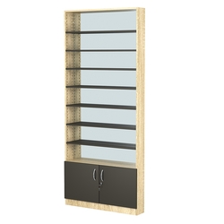 Стеллаж из ДСП с 7-ю полками 150x900 мм серии LEVEL-7 №9-2 (З/C - ЗЕРКАЛО), Дуб Сонома + Черный