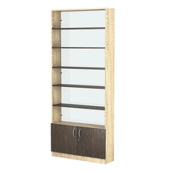 Стеллаж из ДСП с 5-ю полками 250x900 мм серии LEVEL-5 №11-1 (З/C - СТЕКЛО), Дуб Сонома + Дуб Венге