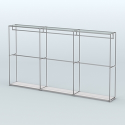 Торговая система ХРОМ без ДСП 3600 мм с поручнями №1, Ясень Анкор светлый