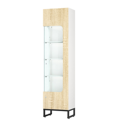 Витрина Монти №4-П левая, Белый + Дуб Сонома