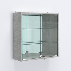 Витрина настенная №201-2А с зеркалом, Бетон Чикаго светло-серый F186 ST9