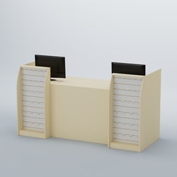 Ресепшен Атлант с фасадными наклонными экономпанелями №4, Крем Вайс + Белый