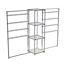 Хромированное вешало ШТАНГА №2-4 с зеркальными полками 4 мм, Белый