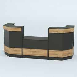 Ресепшен серии ПРАЙМ №7Б со столом выдачи, Черный + Дуб Канзас Коричневый