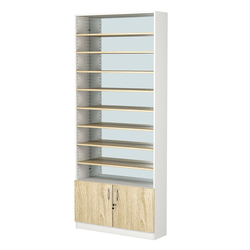 Стеллаж из ДСП с 8-ю полками 200x900 мм серии LEVEL-8 №10-2 (З/C - ЗЕРКАЛО), Белый + Дуб Сонома