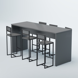 Комплект барный стол "Кофе-брейк" №2 и стулья, Темно-Серый