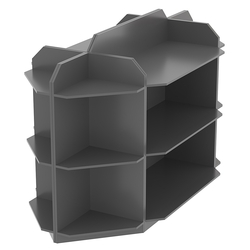 Торговый островной низкий стеллаж для обуви с тремя полками №1, Темно-Серый