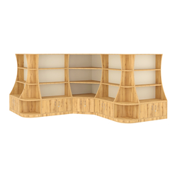 Угловой низкий стеллаж ГАРАНТ №4, Дуб Золотистый и Крем Вайс