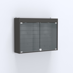 Витрина настенная №203-2Б широкая со встроенной подсветкой , Черный