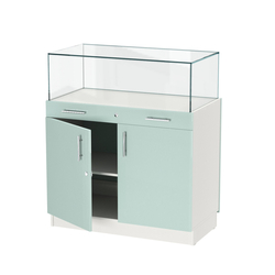 Прилавок ювелирный "Диаманд" №1-1000, ЛДСП белый + МДФ мята