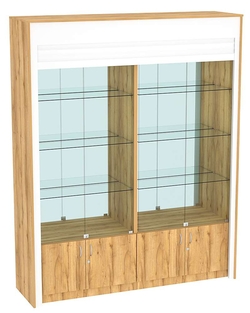 Торговая витрина двухсекционная с рольставнями ЭКДВ-300-3, Дуб Золотистый
