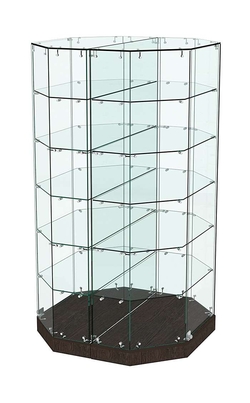 Стеклянная островная низкая с пятью полками витрина Хит Продаж №855-О, Дуб Венге