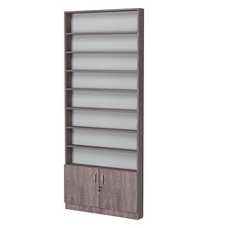 Стеллаж из ДСП с 7-ю полками 100x900 мм серии LEVEL-7 №8 (З/C - ДВП), Ясень Анкор темный