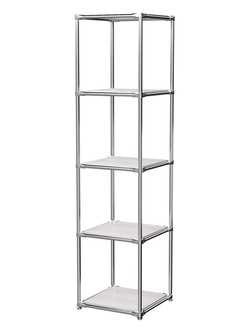 Торговый хромированный стеллаж с полками ДСП №1, Ясень Анкор светлый - U31104