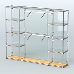 Торговая система ХРОМ (задняя стенка - стекло) 3600 мм с зеркальными полками и поручнями №7, Дуб Золотистый