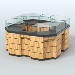 Торговый островок GOLD №2 восьмиугольный (4,04 кв.м), Черный и Дуб Золотистый 10-U1148